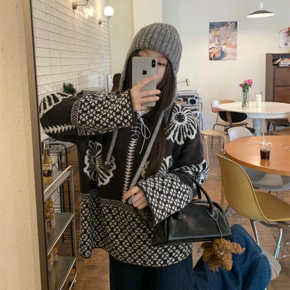 【tops】ジャカードニットセーター　M28500