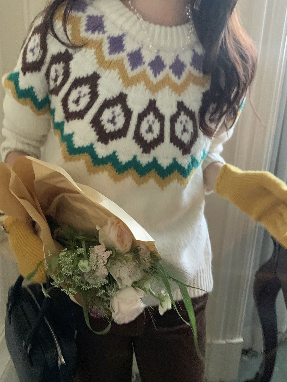 【tops】ジャカードニットセーター　M27127
