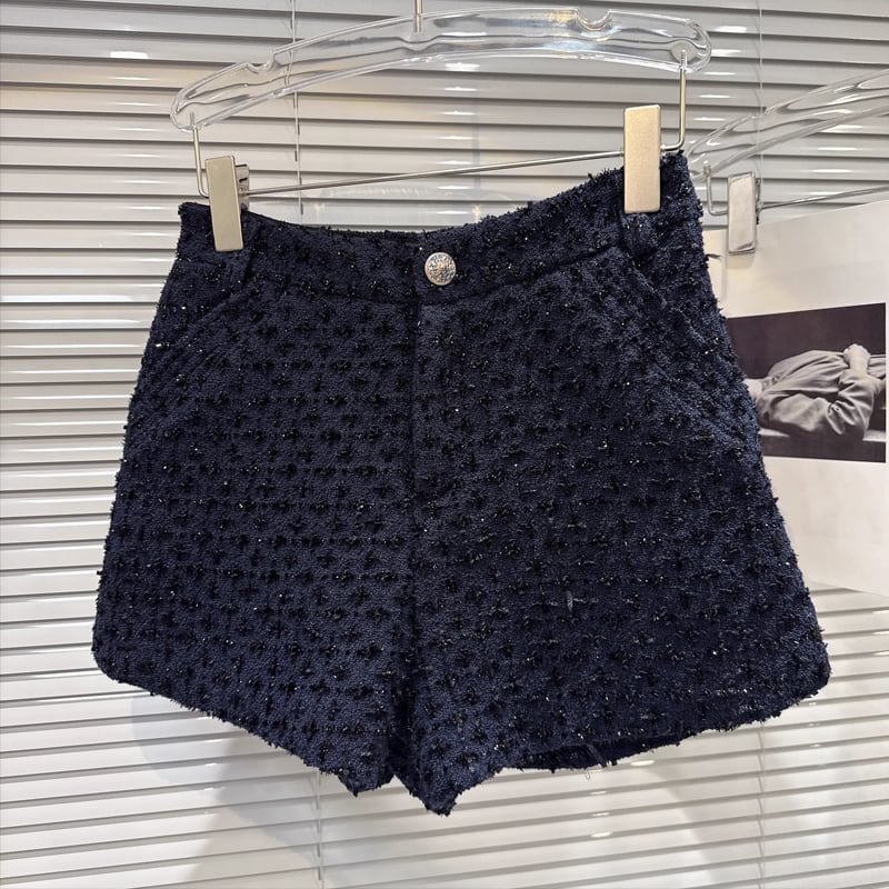 【set】フェイクレイヤードツイードジャケット×ショートパンツセット Q7341