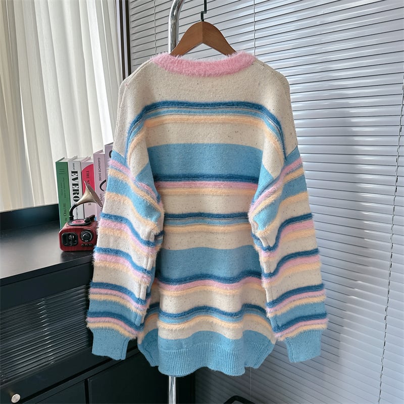 【tops】ボーダー柄ニットセーター　M26389