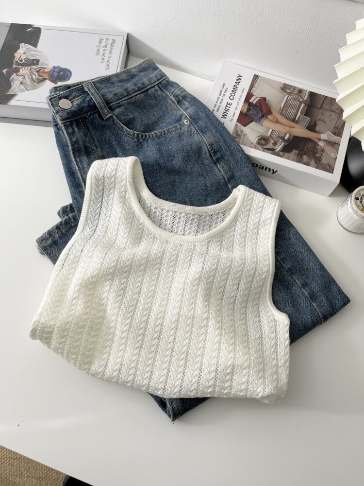 【tops】ニットノースリーブトップス　M29941