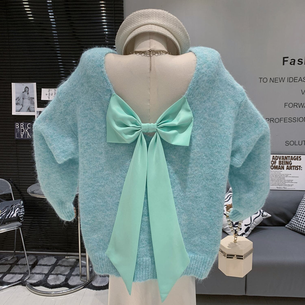 【tops】バックリボンニットトップス　N2775