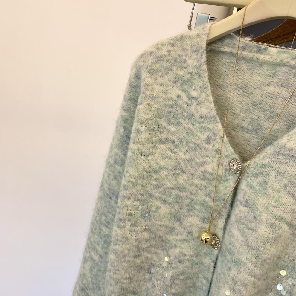 【outer】スパンコールニットカーデ　M29266