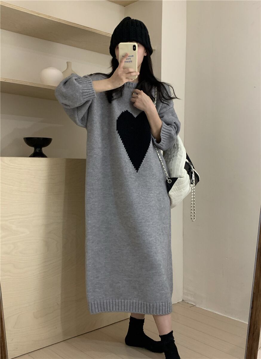 【dress】ハート柄ニットワンピース 　N2240