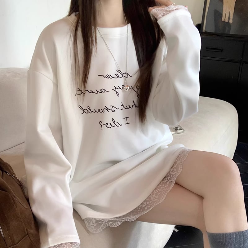 【tops】レースドッキングトップス Q8153