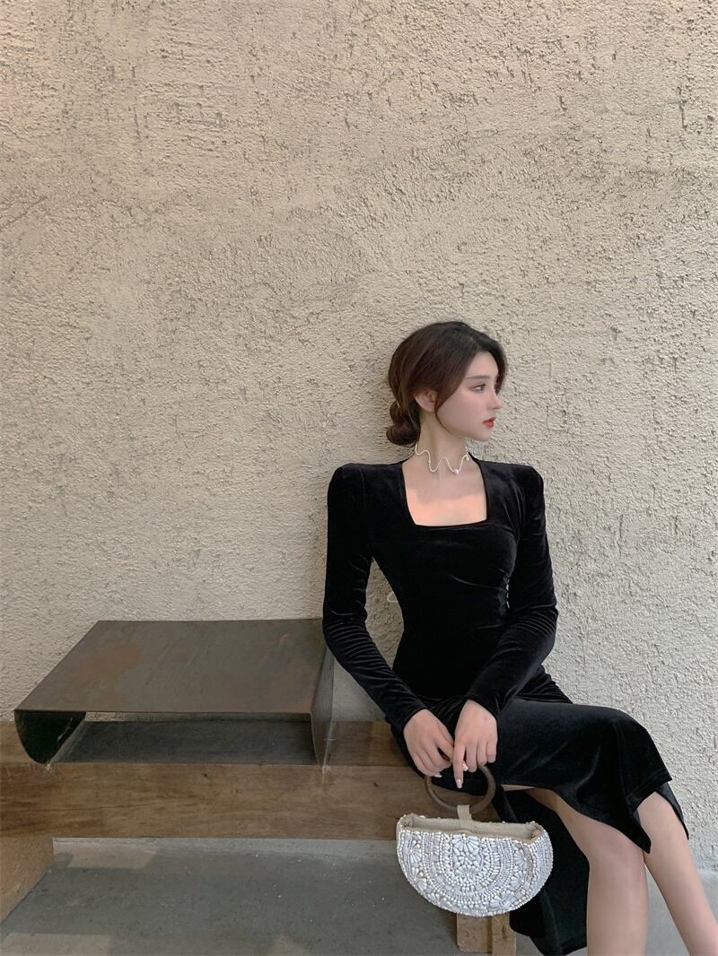 【dress】レトロスウィートフランス風長袖デザインワンピース G2168