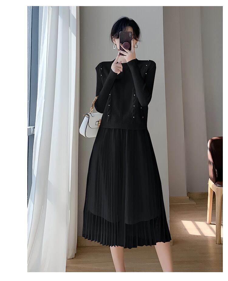 【set】ニットベスト×ワンピースセット　M19158