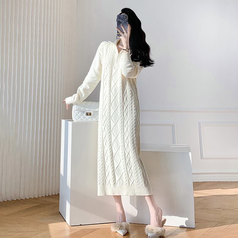【dress】ファスナーニットワンピース　M19056