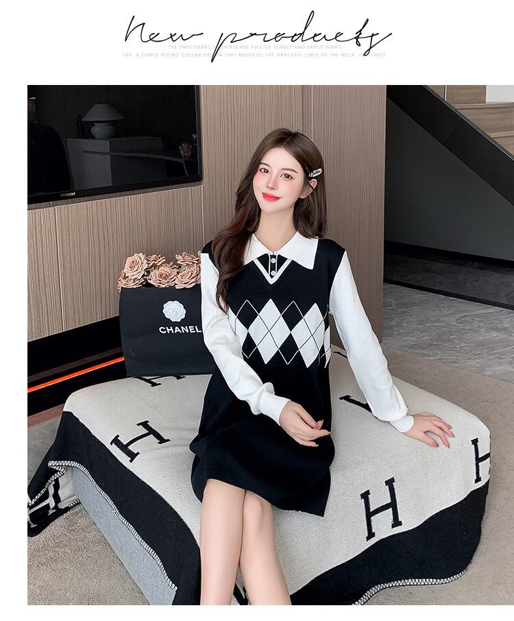 【dress】ドッキングニットワンピース　M18690