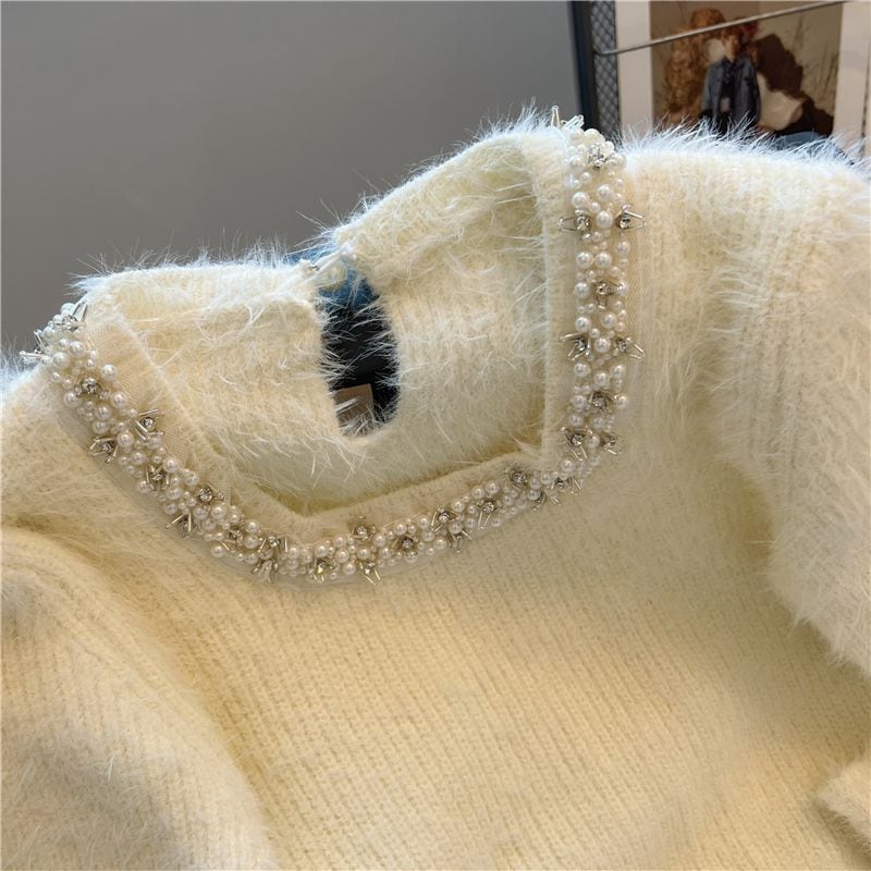 【tops】パールニットセーターアームカバー付き　M26419