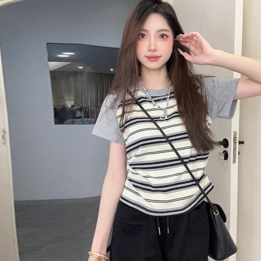 【tops】ストライプ柄TシャツG21370