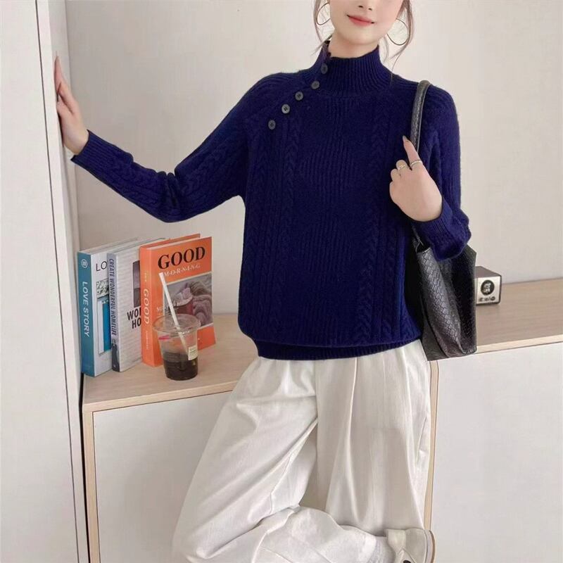 【tops】ハイネックニットトップス Q7159