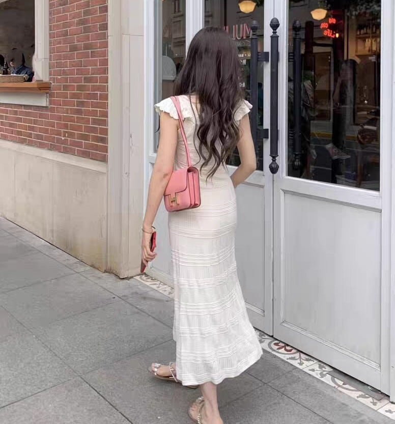 【dress】カットワークニットワンピース　M24657