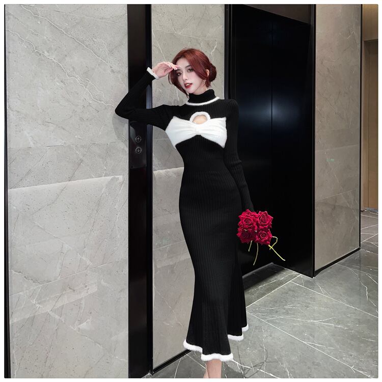 【dress】ドッキングニットワンピース　M18779