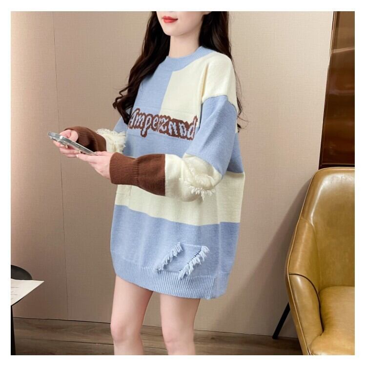 【tops】ボーダー柄ニットセーター　M27501