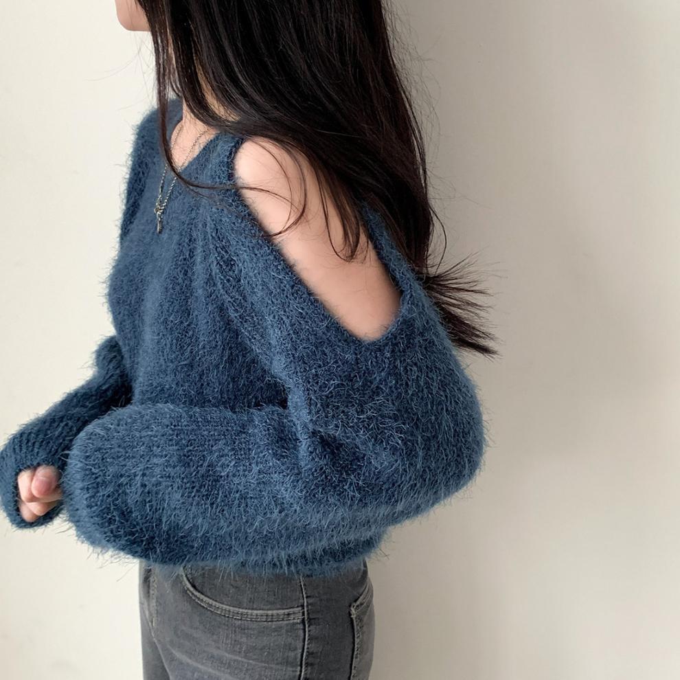 【tops】オフショルダーニットセーター　M26349