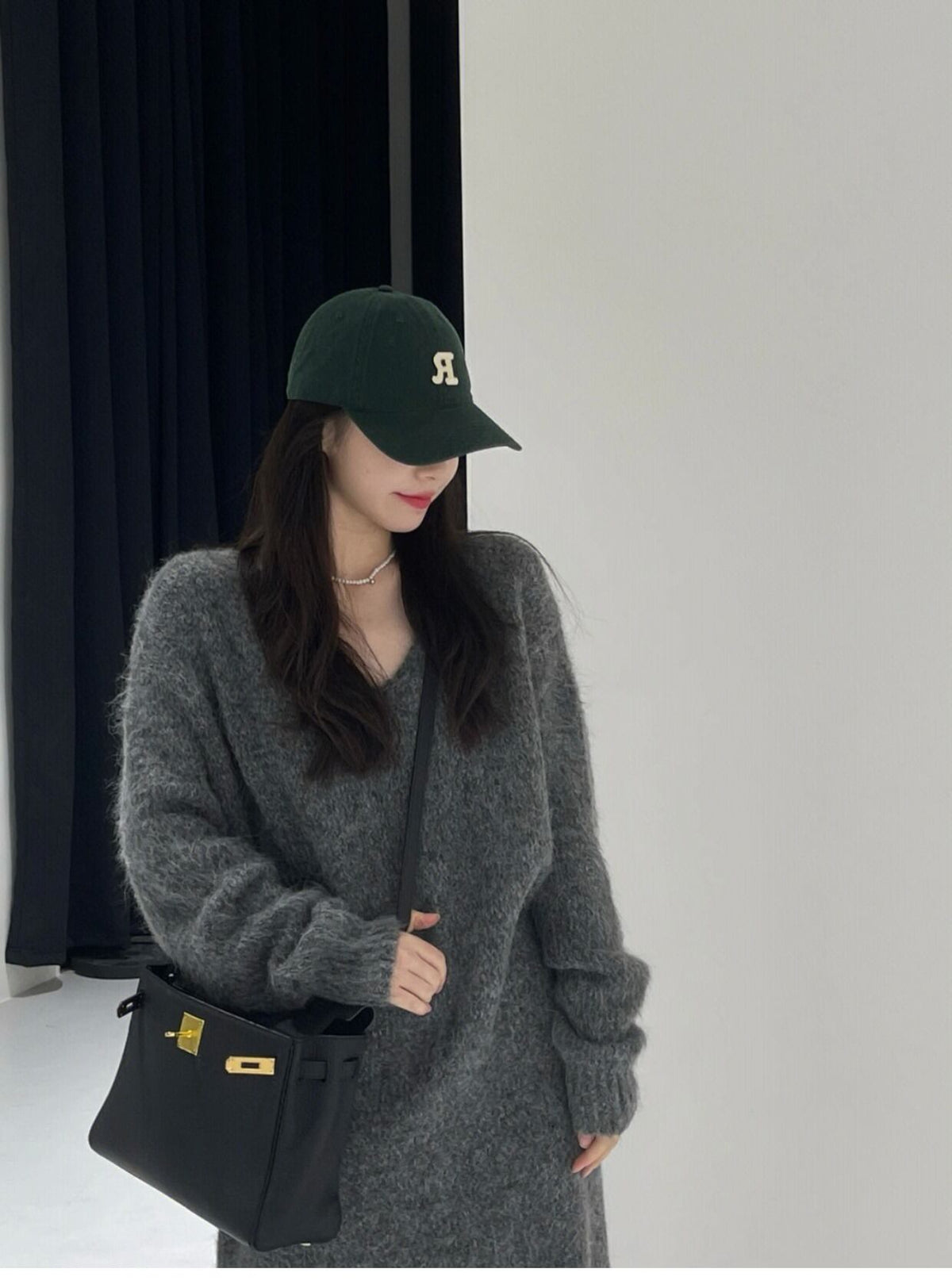 【dress】Vネックニットワンピース　M27241