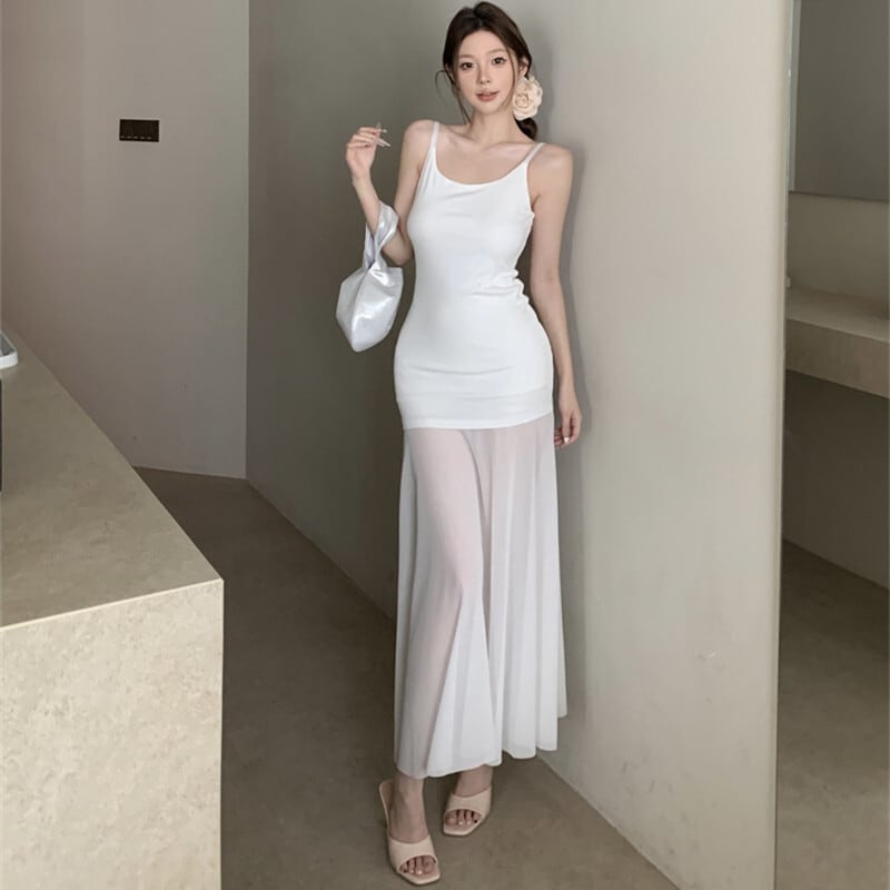 【dress】チュールコンビキャミワンピース　M29737
