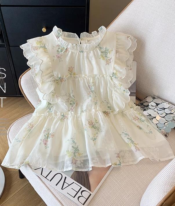 【tops】ギャザー花柄ブラウスF7505