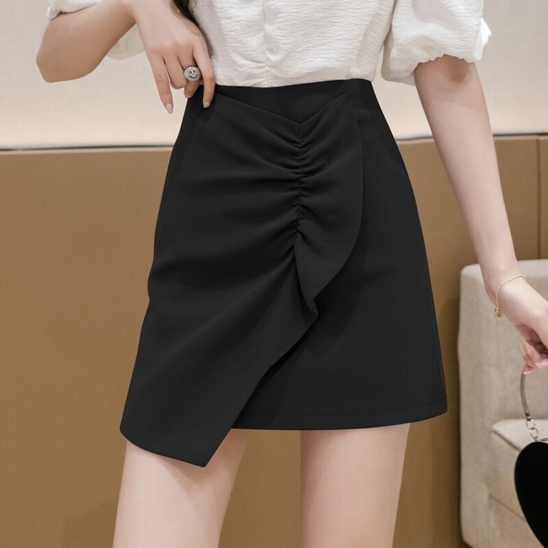 【bottoms】春夏INS風イレギュラー合わせやすいショート丈スカートF0142