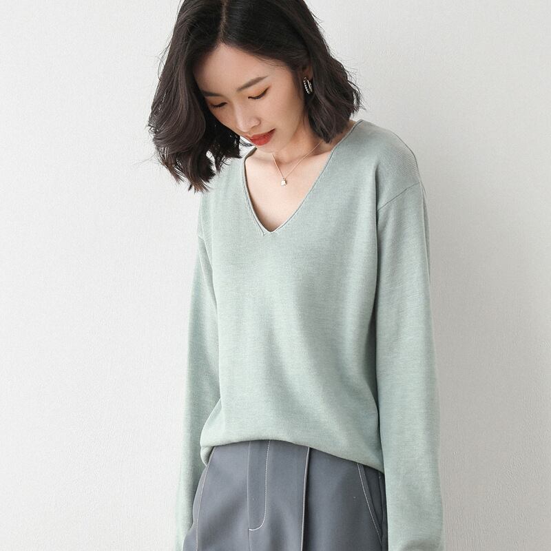 【tops】Vネックニットプルオーバー　M19161