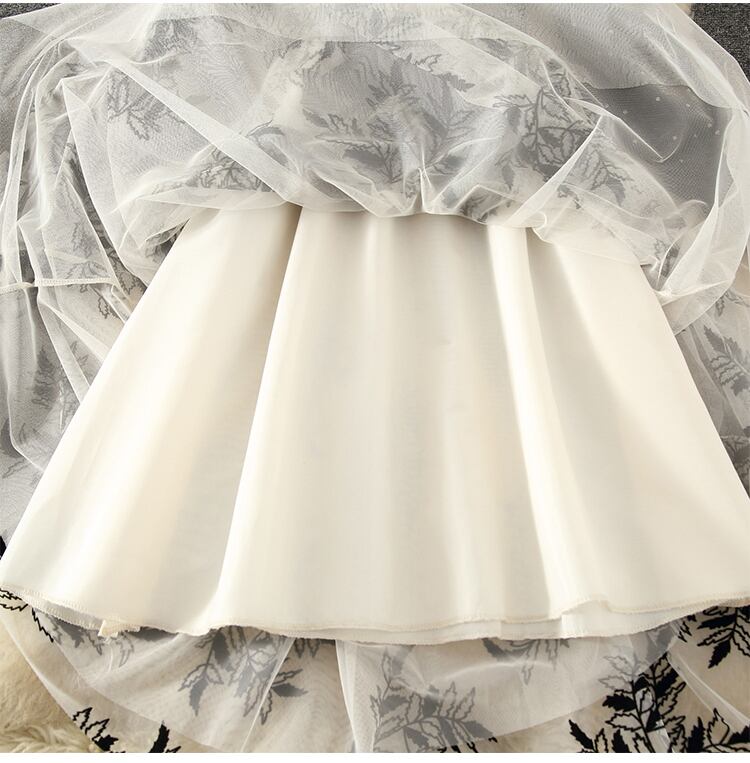 【dress】上品な質感!気質満点レトロシンプルフランス風秋冬偽二つ切り替えワンピース G3178