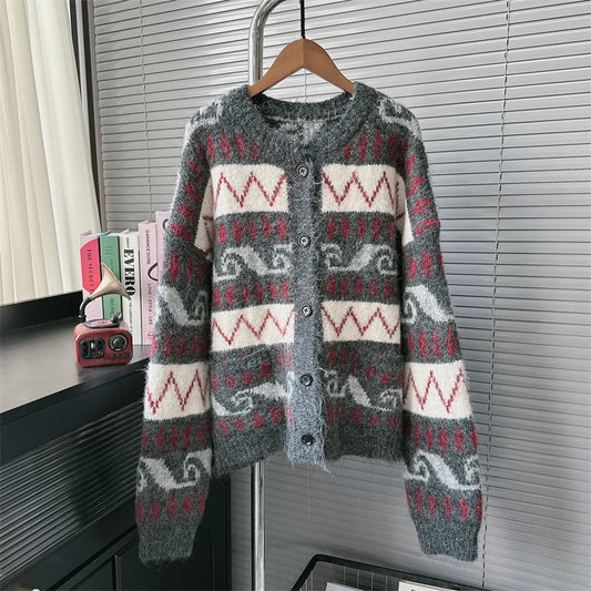 【outer】クルーネックニットカーデ　M28284