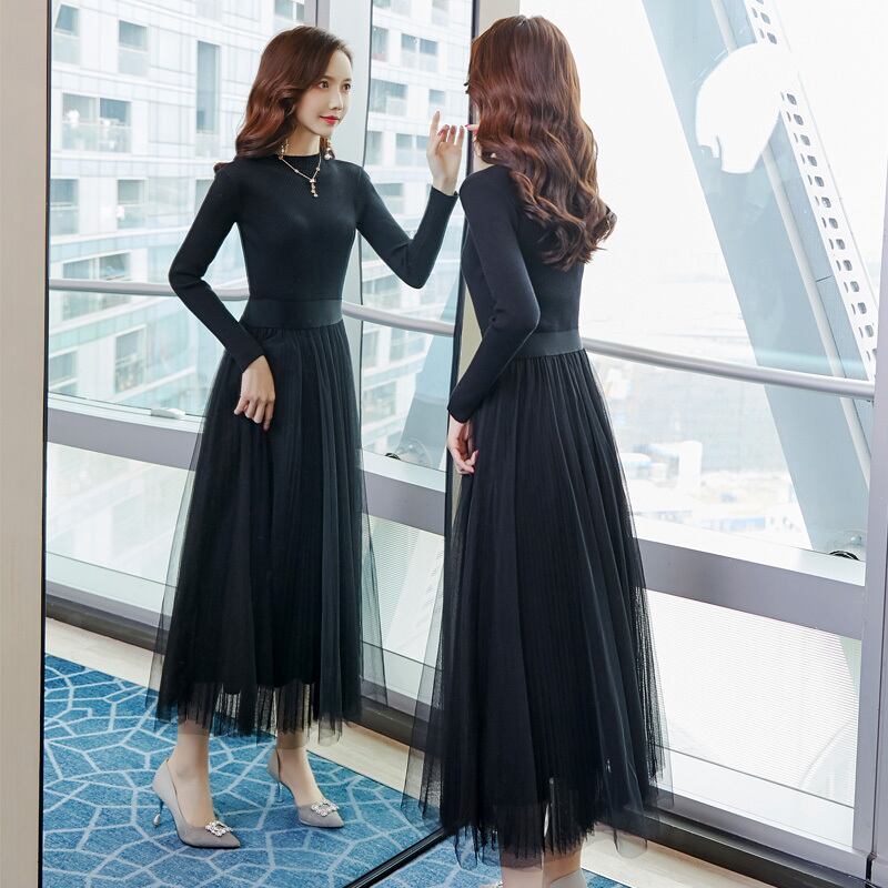 【dress】ファッション!気質満点レトロ合わせやすいエレガント長袖ニットワンピース G3537