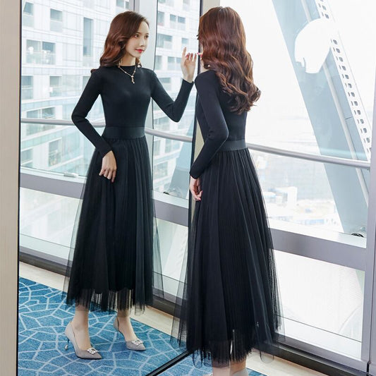 【dress】ファッション!気質満点レトロ合わせやすいエレガント長袖ニットワンピース G3537