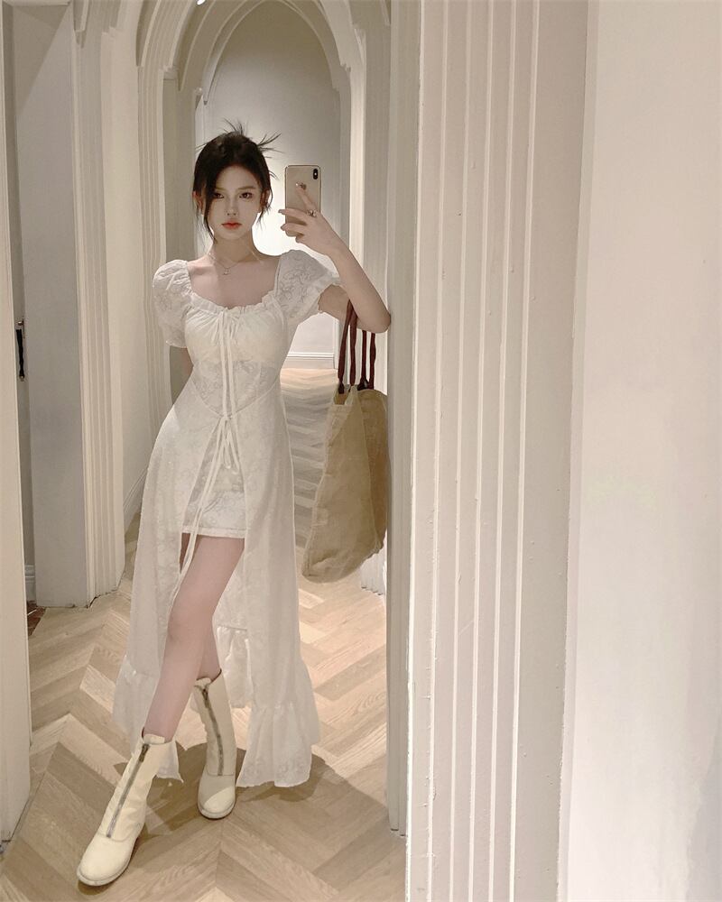 【dress】フリル スリットワンピース G20382