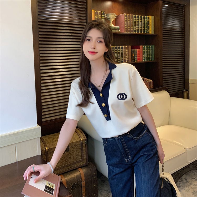 【tops】POLOネックデザインTシャツG21361