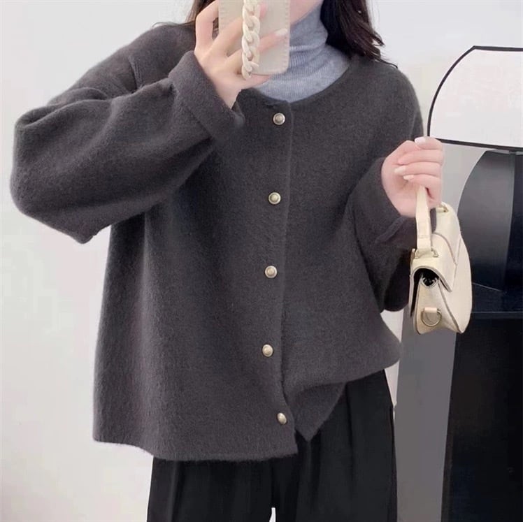 【outer】クルーネックニットカーデ　M25943