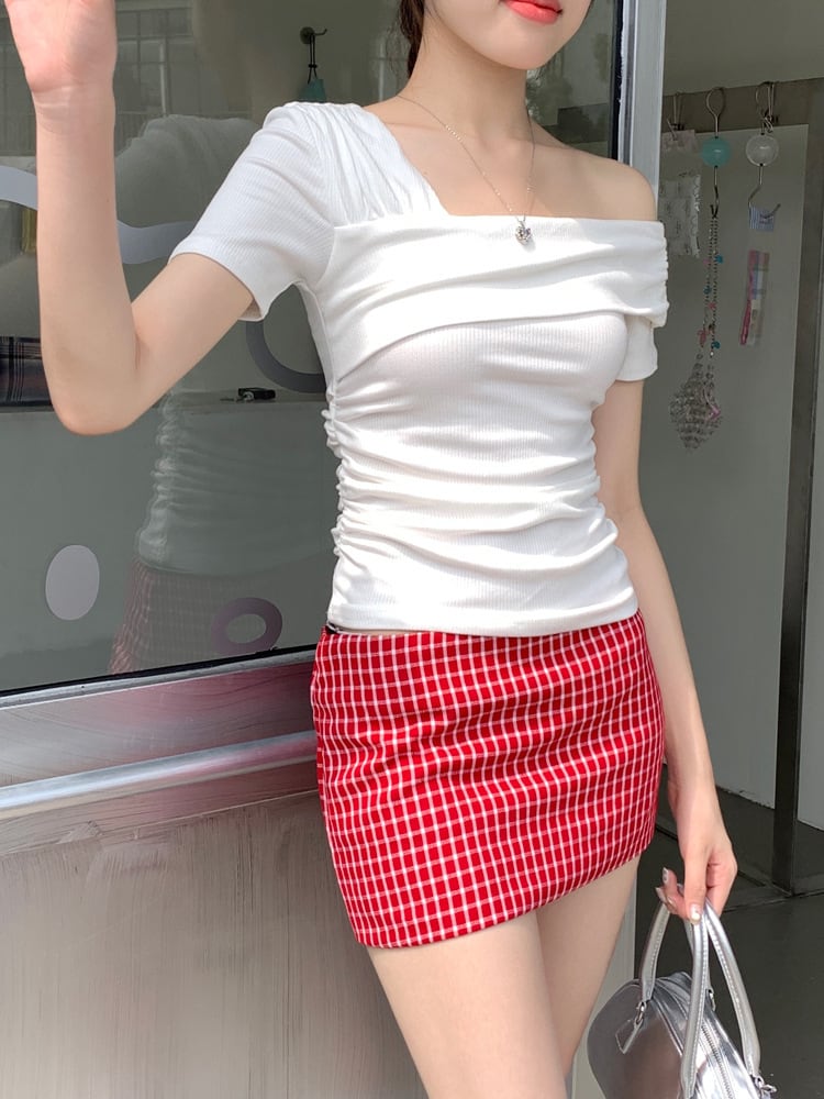 【tops】オフショルダーTシャツ　M25053