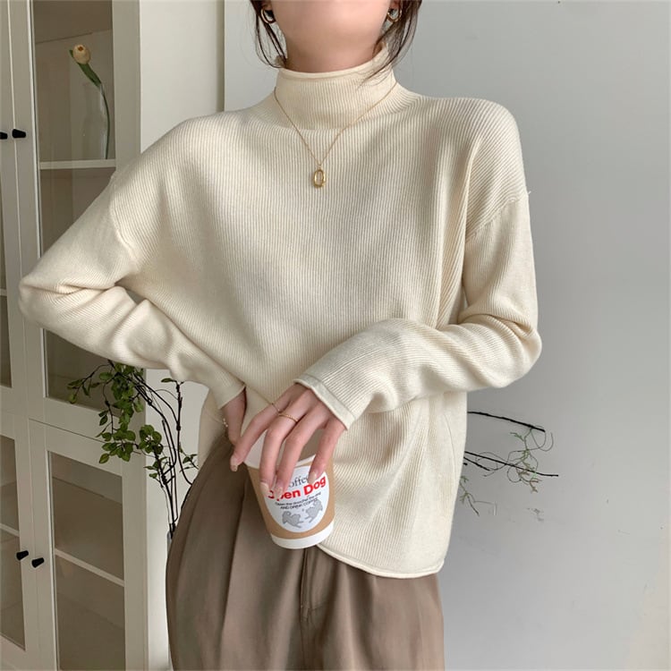 【tops】無地ニットトップス　M27238