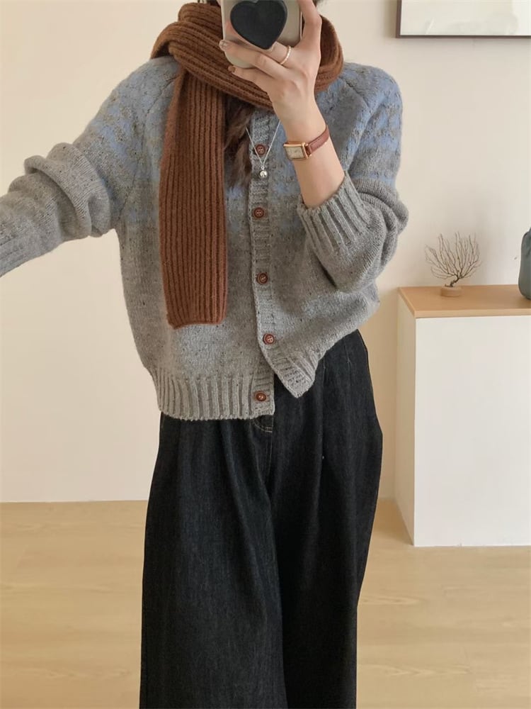 【outer】ジャカードニットカーデ　M25978