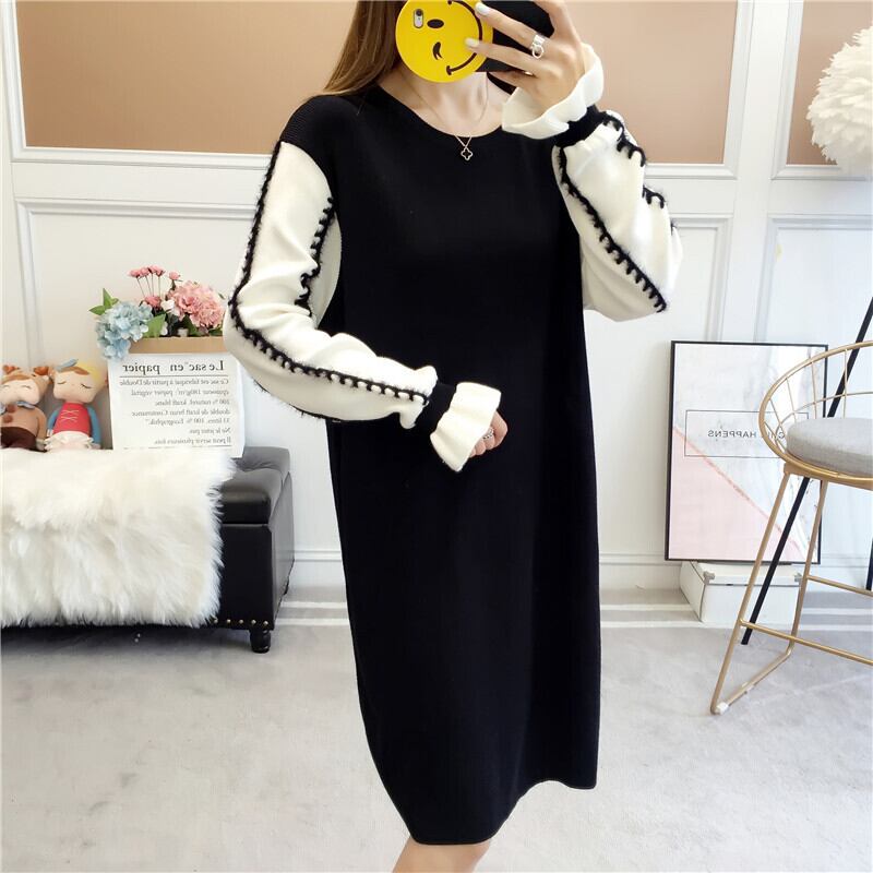 【dress】美人度アップ!気質満点スウィートスカラップスリーブ厚手ニットワンピース G3284