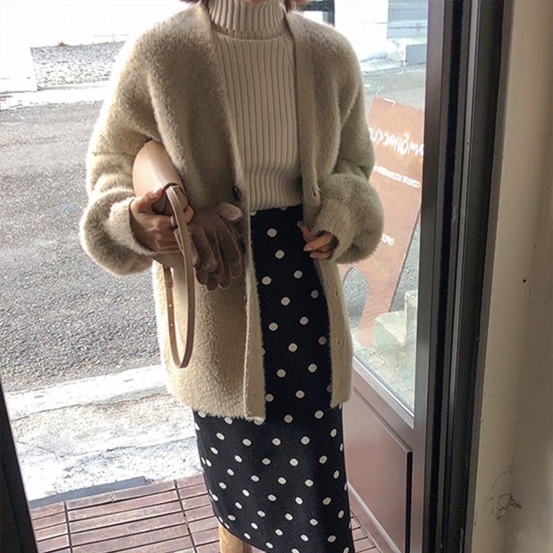 【outer】Vネックシャギーニットカーデ　M26229