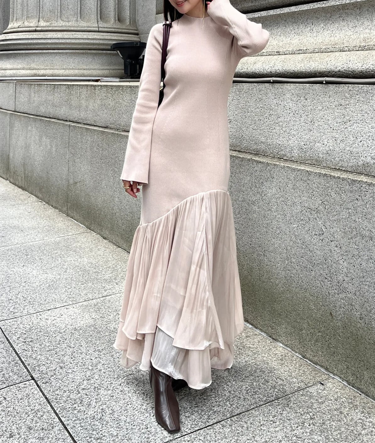 【dress】ドッキングニットワンピース　N2894
