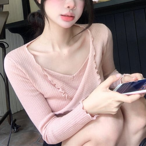 【tops】切り替えニットトップス　M27339