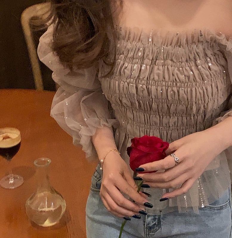 【tops】清新合わせやすいボートネック体型カバーファッションブラウスF0081