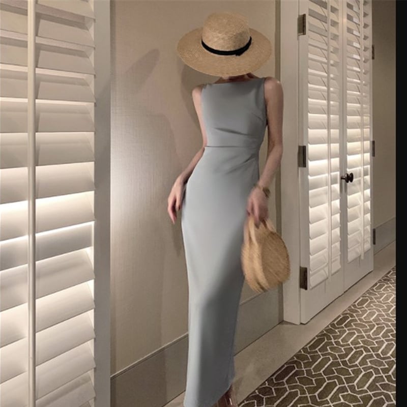 【dress】ノースリーブロングワンピース Q8434