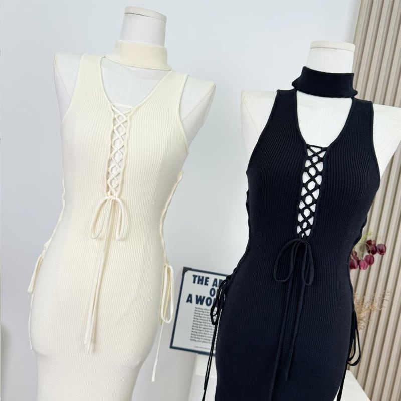 【dress】ノースリーブニットワンピース Q7633