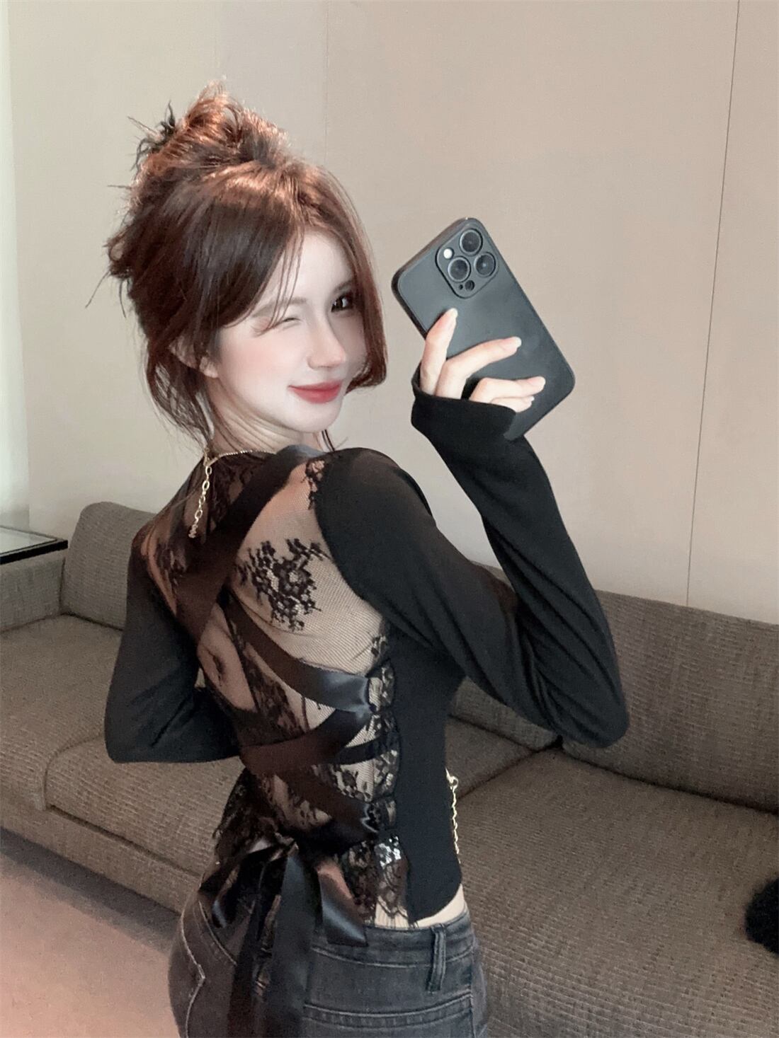 【tops】レース切り替えTシャツG20112