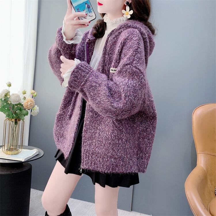 【outer】フード付きニットカーデ　M28161