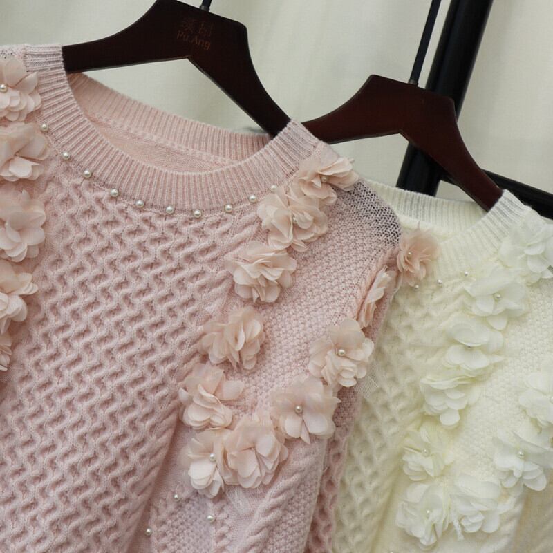 【tops】立体フラワーニットセーター　M28595