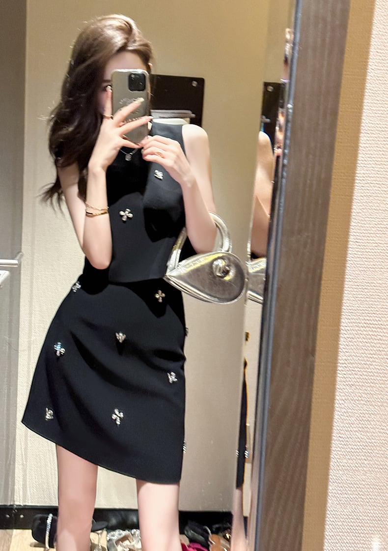 【set】ラウンドネックタンクトップ+スカート２点セットF7189