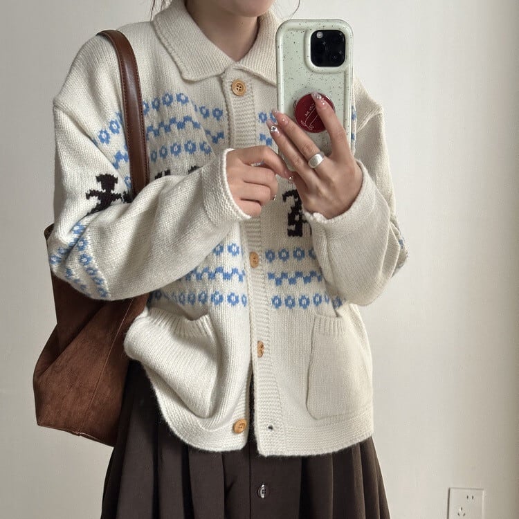 【outer】ジャカードニットカーデ　M27348