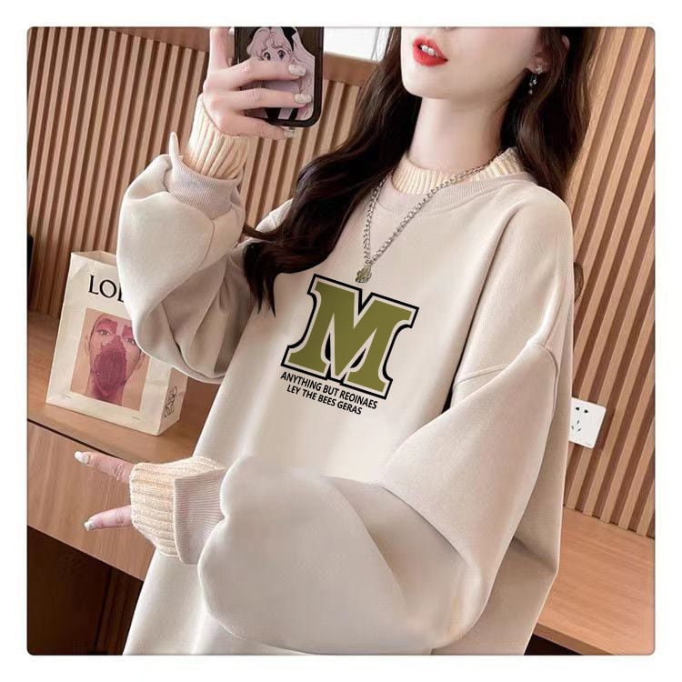 【tops】裹起毛プリントプルオーバー　M28809
