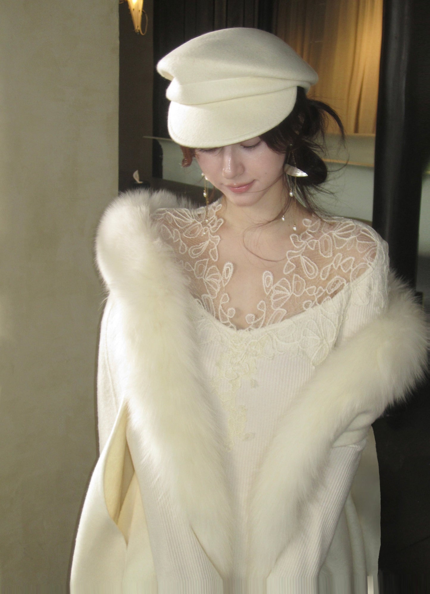 【dress】レーストリミングニットワンピース　N3392