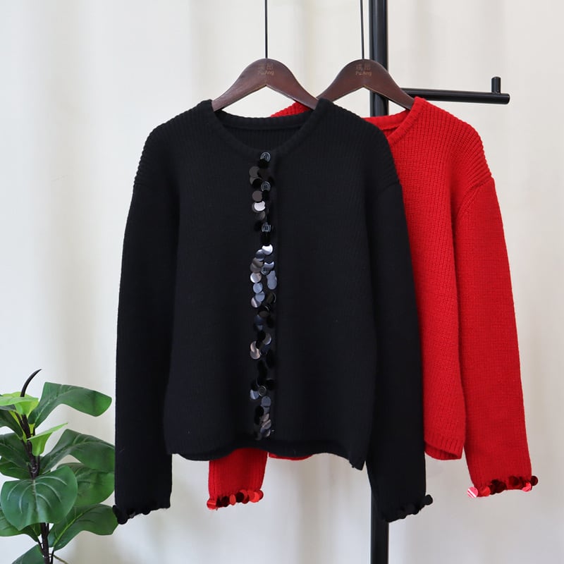 【outer】クルーネックニットカーデ　M25436